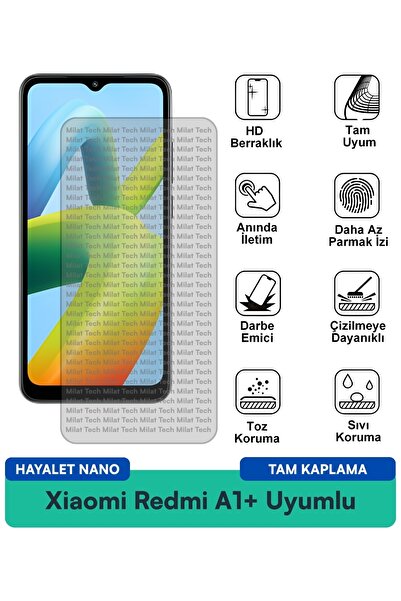 Milat Tech Xiaomi Redmi A1+ Hayalet Nano طبقة حماية للشاشة مضادة لبصمات الأصابع