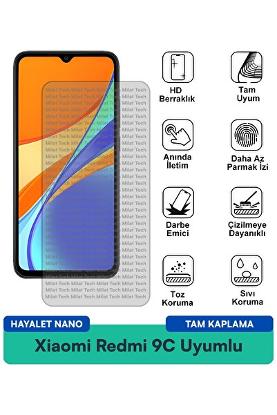 Milat Tech طبقة حماية للشاشة من Xiaomi Redmi 9C Hayalet Nano مقاومة للخدوش وا...