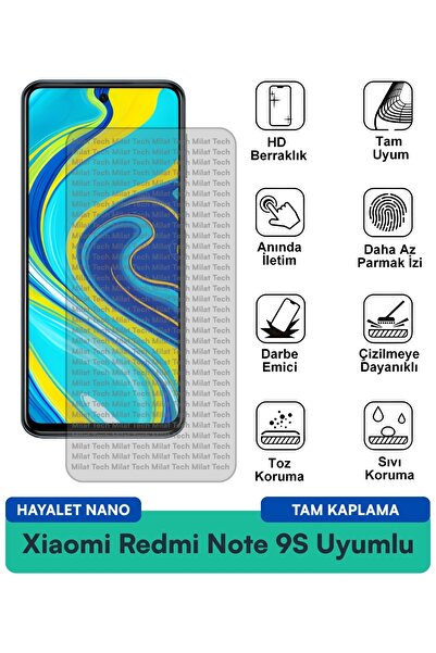 Milat Tech فيلم حماية الشاشة Xiaomi Redmi Note 9S Hayalet Nano مقاوم للخدوش و...
