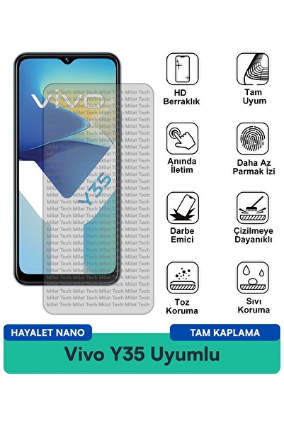 Milat Tech فيلم حماية الشاشة Vivo Y35 Ghost Nano مقاوم للخدوش والصدمات