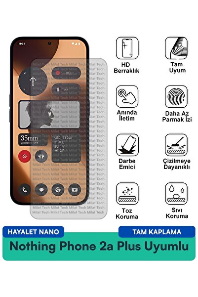 Milat Tech فيلم حماية الشاشة Nothing Phone 2a Plus Hayalet Nano مقاوم للخدوش ...