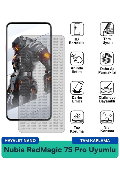 Milat Tech Nubia RedMagic 7S Pro Ghost Nano طبقة حماية للشاشة تدوم طويلاً وتح...