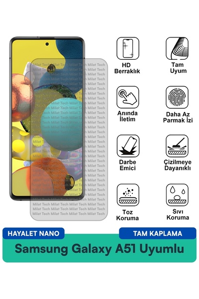 Milat Tech فيلم حماية الشاشة سامسونج جالاكسي A51 جوست نانو مقاوم للخدوش والصدمات