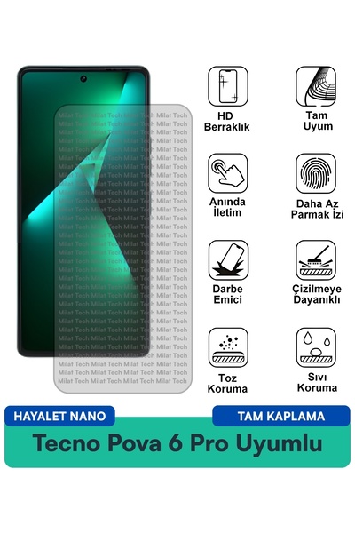 Milat Tech فيلم حماية الشاشة تكنو بوفا 6 برو هايلايت نانو سهل التركيب يمنع ال...
