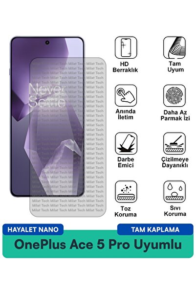 Milat Tech طبقة حماية للشاشة من OnePlus Ace 5 Pro Hayalet Nano سهلة التطبيق و...