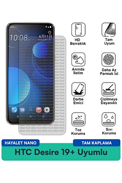 Milat Tech فيلم حماية الشاشة HTC Desire 19+ Hayalet Nano مقاوم للخدوش والصدمات