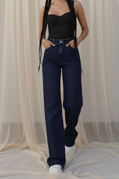 BİENAL BUTİK Kamelia Women's 90's Casual Stretch Fabric Denim Pants Snow Wash...