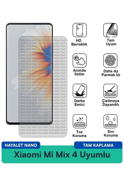 Milat Tech طبقة حماية للشاشة من Xiaomi Mi Mix 4 Hayalet Nano ممتصة للصدمات وم...