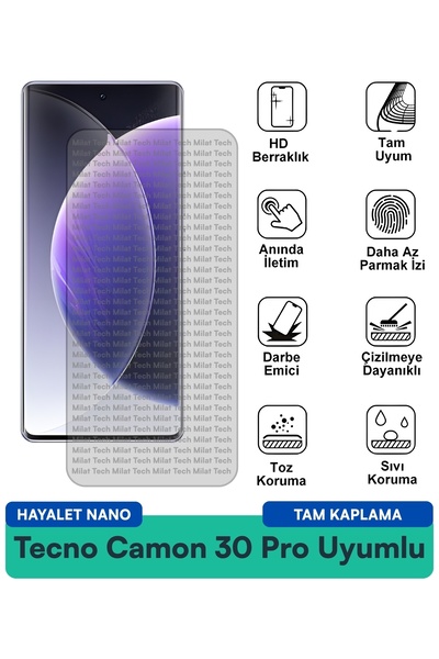 Milat Tech فيلم حماية الشاشة تكنو كامون 30S هايلايت نانو مضاد للخدش ومقاوم للبقع