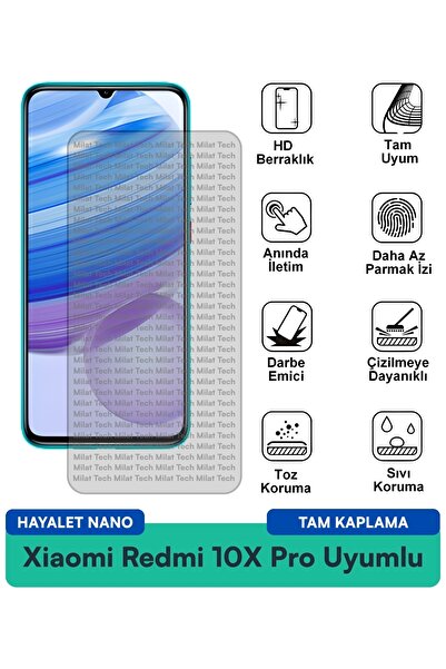 Milat Tech طبقة حماية للشاشة من Xiaomi Redmi 10X Pro Hayalet Nano متينة ومرنة...