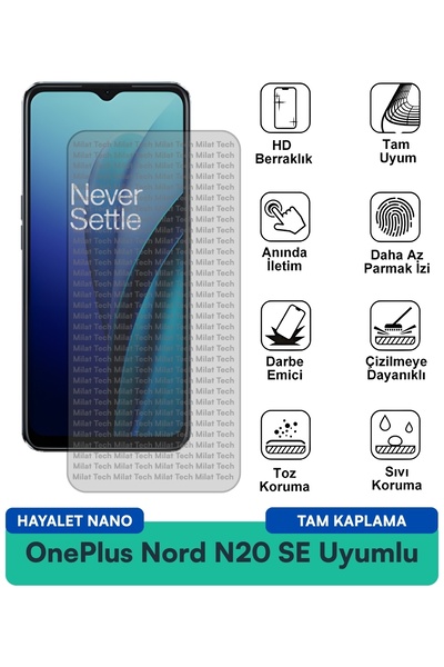 Milat Tech طبقة حماية للشاشة من OnePlus Nord N20 SE Hayalet Nano مقاومة للخدو...