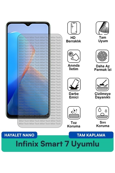 Milat Tech فيلم حماية الشاشة Infinix Smart 7 Ghost Nano مقاوم للخدوش والصدمات