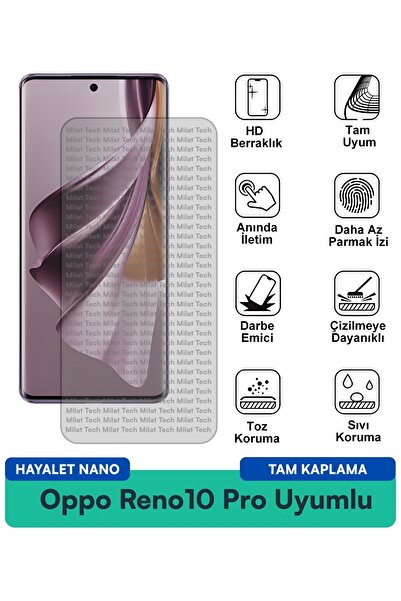 Milat Tech طبقة حماية للشاشة من نوع Oppo Reno10 Pro Hayalet Nano، حماية طويلة...