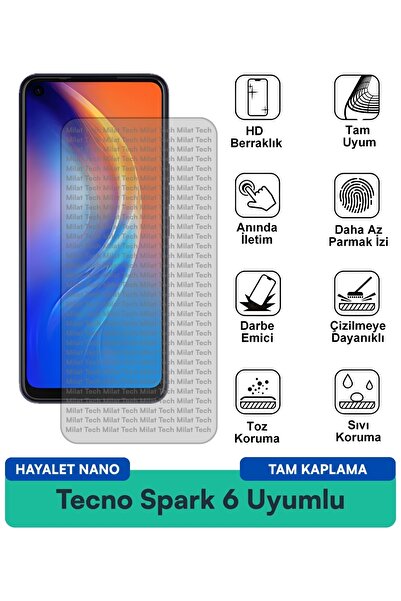 Milat Tech طبقة حماية للشاشة من تكنو سبارك 6 هايلايت نانو مقاومة للبقع ومضادة...