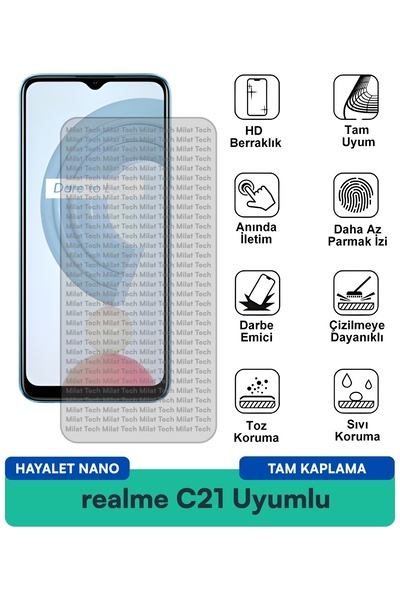 Milat Tech فيلم حماية الشاشة ريلمي سي 21 هايلايت نانو مقاوم للخدوش والصدمات