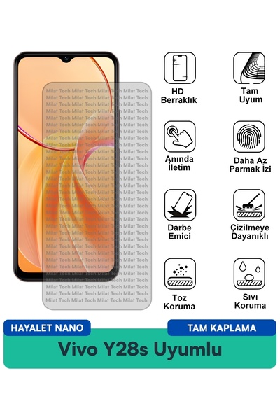 Milat Tech فيلم حماية الشاشة Vivo Y28s Hayalet Nano هيكل مقاوم للخدش ومرن