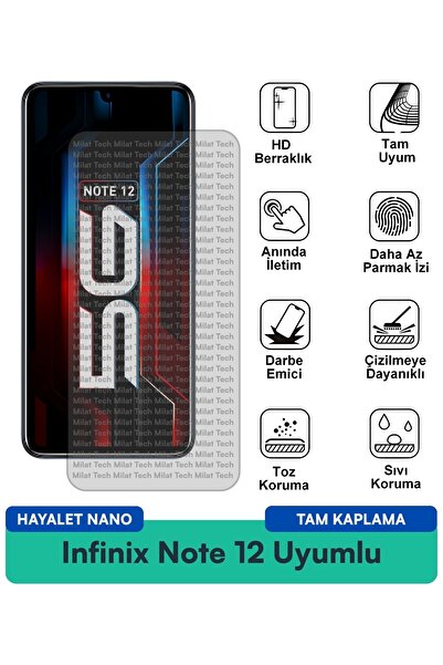 Milat Tech فيلم حماية الشاشة إنفينيكس نوت 12 هايتل نانو مقاوم للخدوش والصدمات