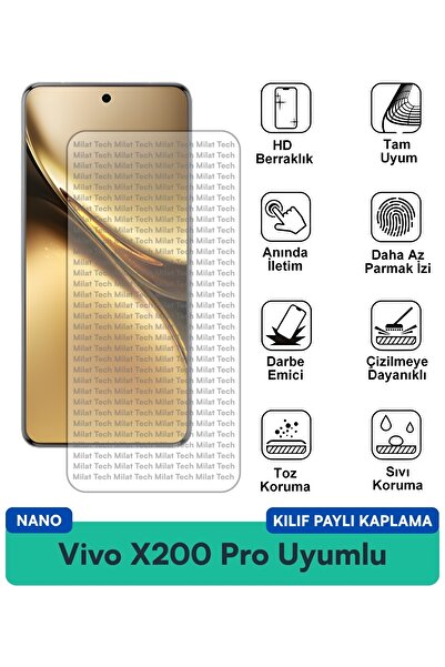 Milat Tech Vivo X200 Pro Nano Kılıf Uyumlu Ekran Koruma Filmi Çizilmelere ve ...