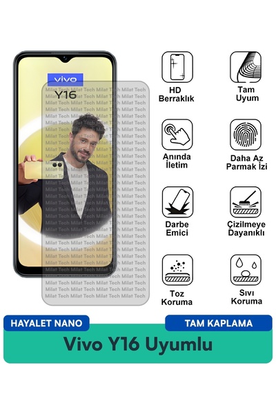 Milat Tech فيلم حماية الشاشة Vivo Y16 Ghost Nano لحماية الخصوصية