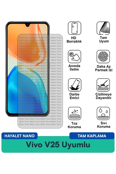 Milat Tech فيلم حماية الشاشة Vivo V25 Ghost Nano مقاوم للخدوش والصدمات