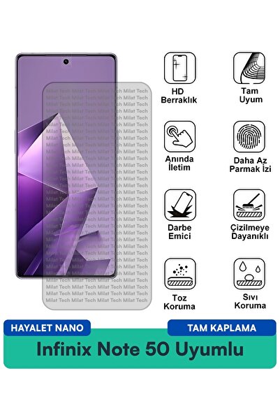 Milat Tech فيلم حماية الشاشة Infinix Note 50 Ghost Nano مقاوم للخدوش والصدمات