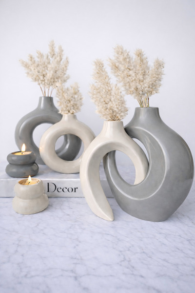 Luthien Σετ βάζο κισσού με γυαλιστερό βερνίκι, βάζο ντόνατ και κηροπήγιο