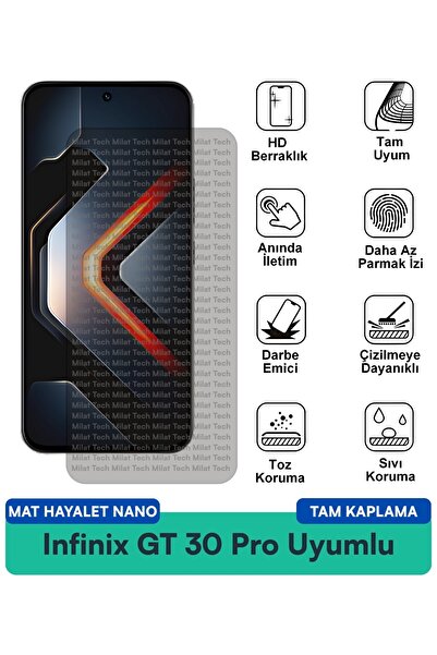 Milat Tech Infinix GT 30 Pro Mat Hayalet Nano Ekran Koruma Filmi Çizilmelere ...