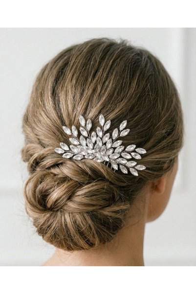 gelinmz Stylish and Elegant Wedding and Engagement Bridal Crown and Hair Accessory with Completely Handmade Crystal Stones