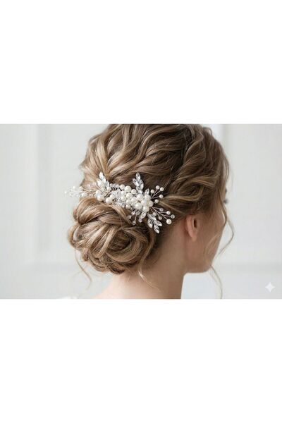 gelinmz Elegant Hair Accessory with Pearl and Crystal Stone Detail Engagement, Wedding, Bridal Accessory, Bride