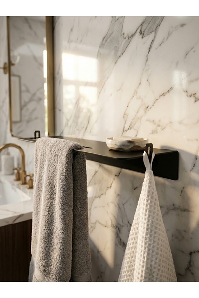 mee wall art Metal Towel Rack with Shelf and Multi-Purpose Wall Shelf – 2 mm ...