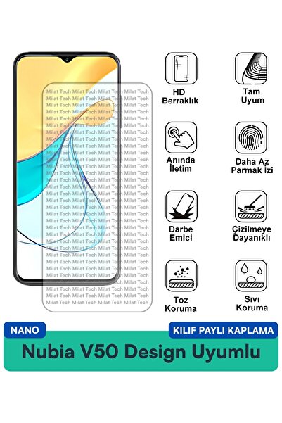 Milat Tech Nubia V50 Design Nano Kılıf Uyumlu Ekran Koruma Filmi Çizilmelere ...