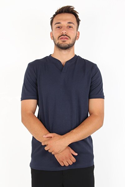 Mckanzie 2122 Μπλουζάκι με τρία κουμπιά Judge Collar Ribbed Modern Fit