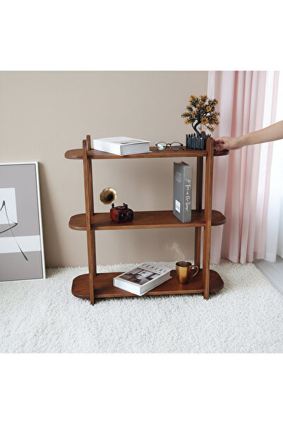 Vera Concept Home Modern Dekoratif Üç Raflı Geçirmeli Ahşap Kitaplık Kahve Kö...