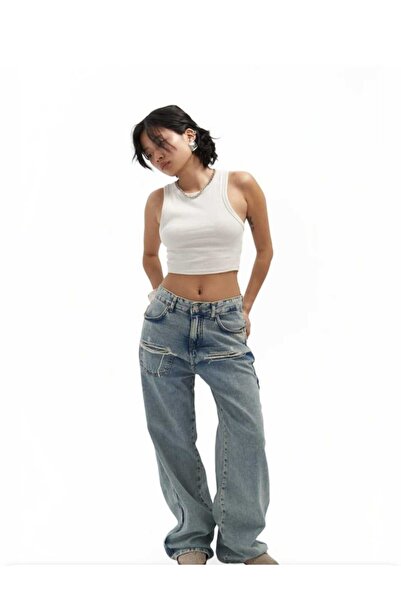 MAİ COLLECTİON Buz Mavi Yırtık Detay Jean Pantolon