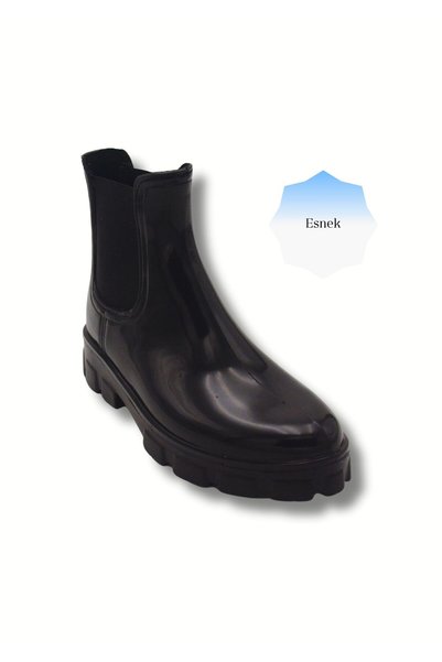 BGL Women's Black Patent Leather Chelsea Boots – Waterproof Thick Sole
