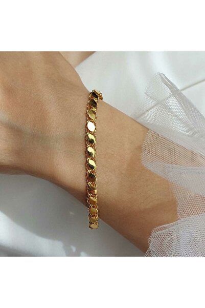 Altınbeyi 22 Ayar Altın Arpa Pullu Zincir Bileklik (5mm Kalınlık) 19 Cm 7.30 ...