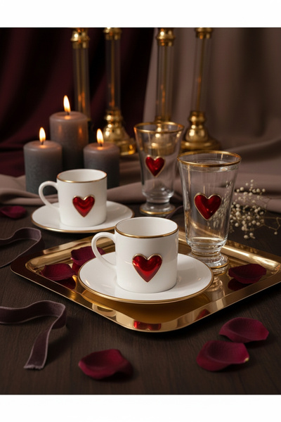 REGNA HOME Fine Living طقم فناجين قهوة مكون من 6 قطع من Love 2-Person مع كأس ...