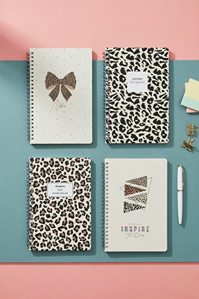 Notisyon A5 Spiralli Okul Defteri 120 Sayfa 4'lü Set, 2 Çizgili - 2 Kareli De...