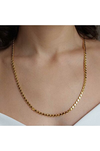 Altınbeyi 22 Ayar Altın Halep Pullu Zincir Kolye (4mm Kalınlık) 60 Cm 14.00 G...