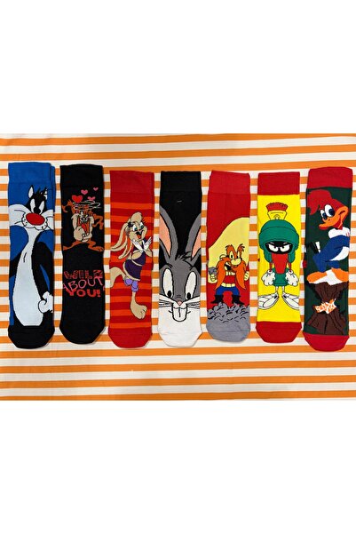 AL Bİ 90LIK Șosete distractive Looney, pachet de 7, cu modele de desene animate