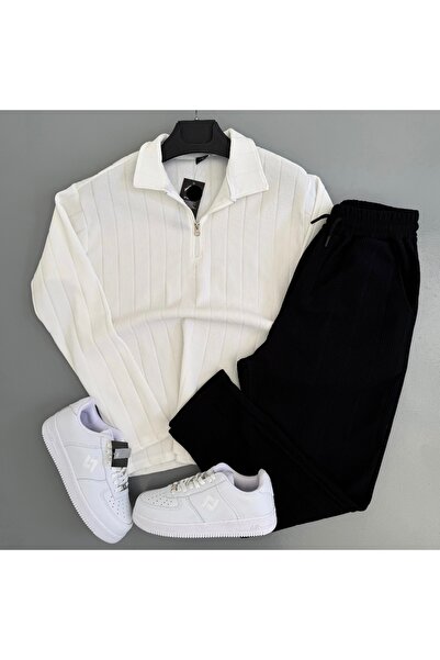 WENMİNG طقم علوي وسفلي من القماش العثماني العادي للرجال بنمط خطوط