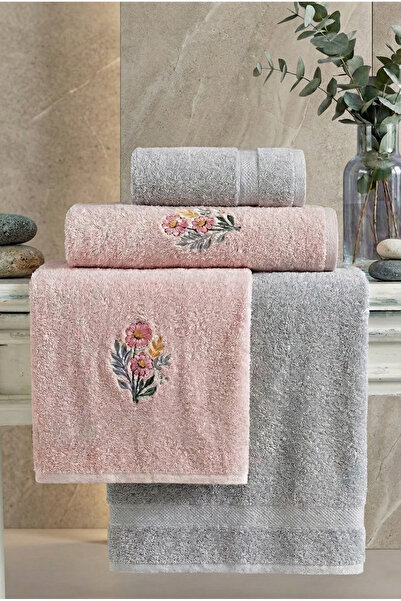 yuenze طقم مناشف حمام ليورا مكون من 4 قطع، 100% قطن