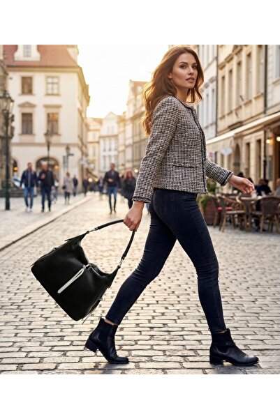 OUEEN ELİZABETH Front Body Real Suede Leather Salaş Model Women's Shoulder Bag