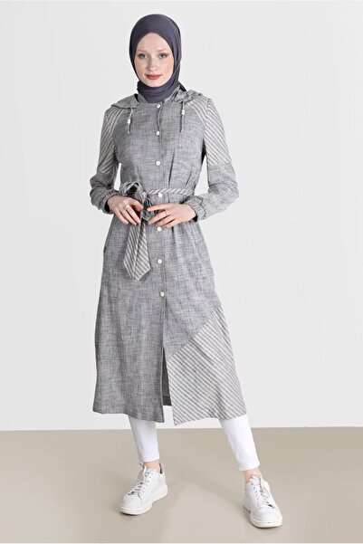 Alvina Тренчкот з капюшоном і смужками 10584