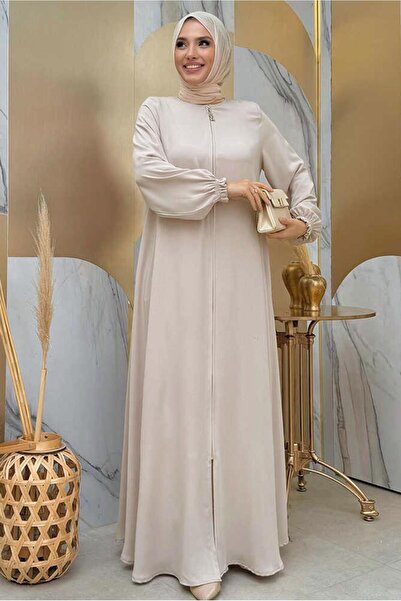 TRENDTESETTÜR KADIN BEJ (TAŞ) FERMUARLI FERACE T 7006