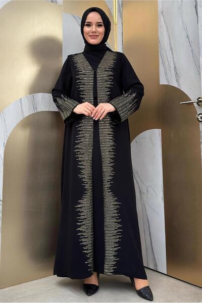 TRENDTESETTÜR KADIN SİYAH PUL İŞLEMELİ YELEKLİ ELBİSE T 8948