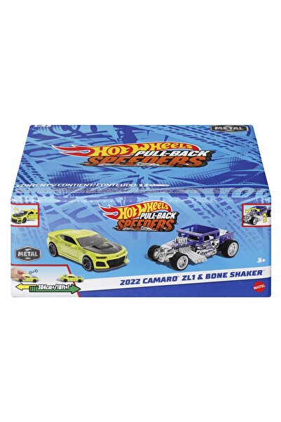 HOT WHEELS SET 2 MAȘINI METALICE PULL BACK 2022 CAMARO ZL1 ȘI BONE SHAKER 1:43