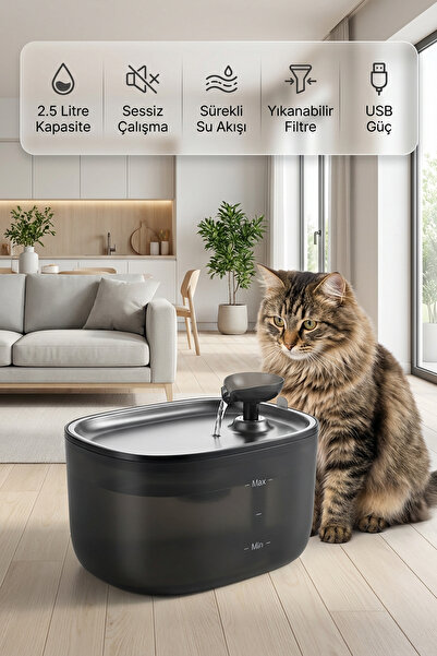 Arfseb Kedi ve köpekler için 2.5 litre sessiz otomatik şelale su sebili