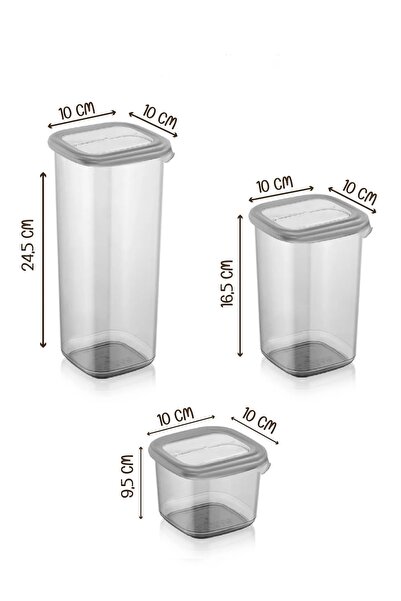 Kitchen Life 18'li Etiketli Square Kare Erzak Saklama Kabı Seti x6(550ml-1200ml-1750ml) Sert Kapaklı Kavanoz