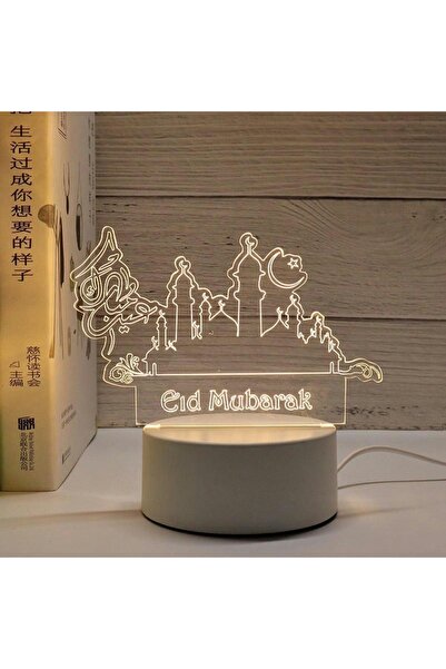 Generic مصباح ليلي ثلاثي الأبعاد بتقنية LED يعمل بمنفذ USB، مصباح عيد مبارك، ...